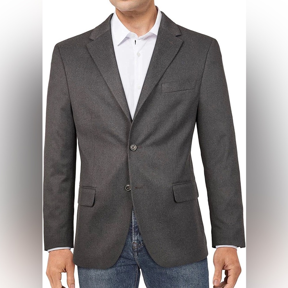 Tommy Hilfiger Thflex Colby Two Button Blazer dark grey Modern Pocket Notch 42S